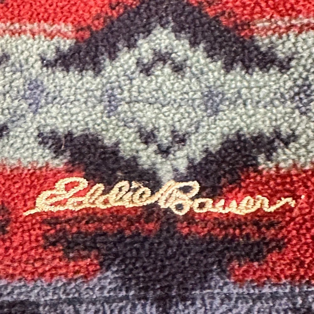 EDDIE BAUER Small Womens Fleece Quarter Zip Pullover Southwestern Geometric Blue